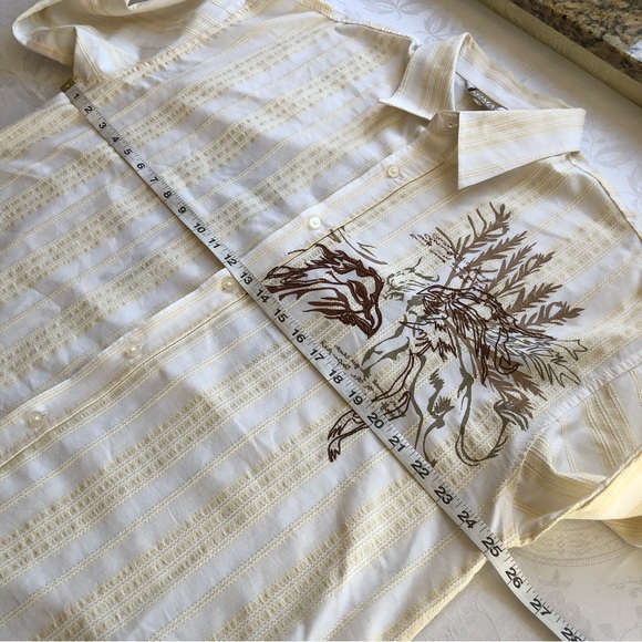 KOMAN Sport Men’s Size XL Cream/White Button-Down Shirt Western Embroidered Top - Picture 8 of 15